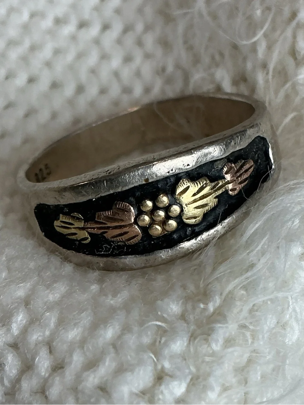 Vintage Dakota Designs .925 Signature Leaf and Flower Ring size 12